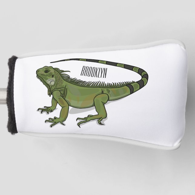 Iguana cartoon illustration golf head cover (Front)