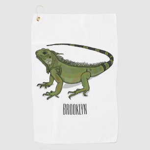 Iguana cartoon illustration golf towel