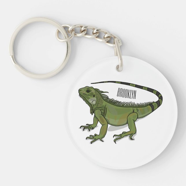 Iguana cartoon illustration key ring (Front)