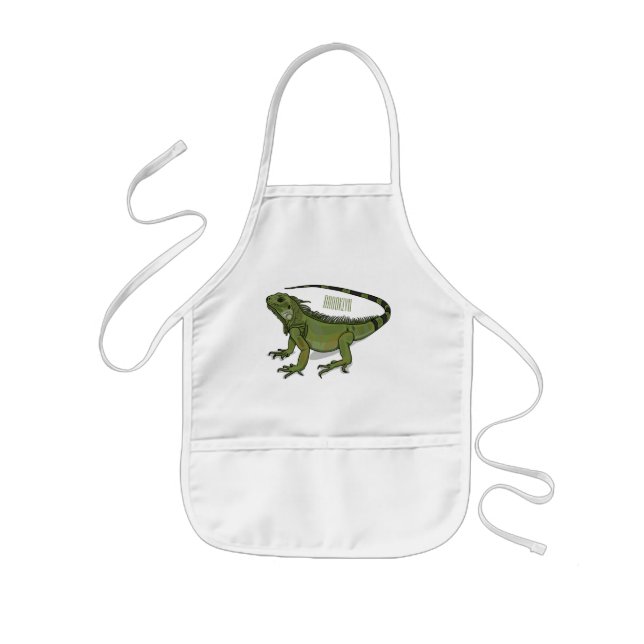 Iguana cartoon illustration  kids apron (Front)