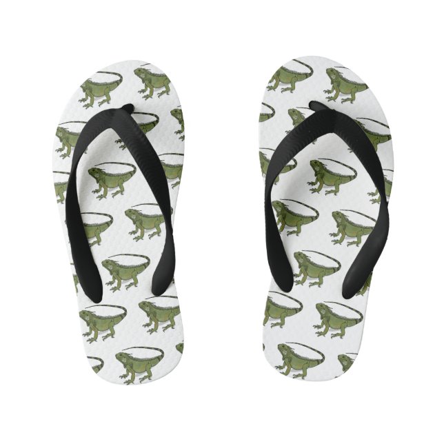 Iguana cartoon illustration  kid's jandals (Footbed)