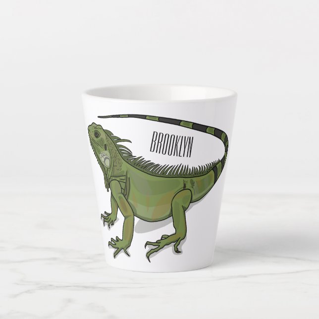 Iguana cartoon illustration latte mug (Front)