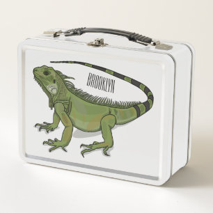 Iguana cartoon illustration  metal lunch box