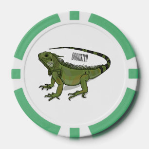 Iguana cartoon illustration poker chips