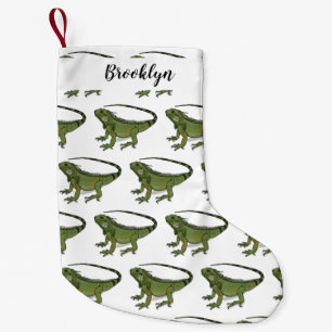 Iguana cartoon illustration small christmas stocking