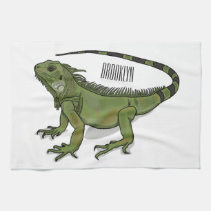 Iguana cartoon illustration tea towel