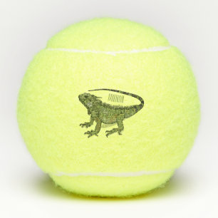 Iguana cartoon illustration tennis balls
