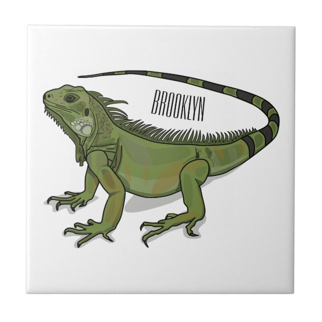 Iguana cartoon illustration tile (Front)