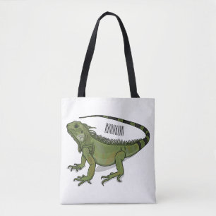 Iguana cartoon illustration tote bag
