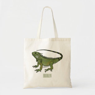 Iguana cartoon illustration tote bag