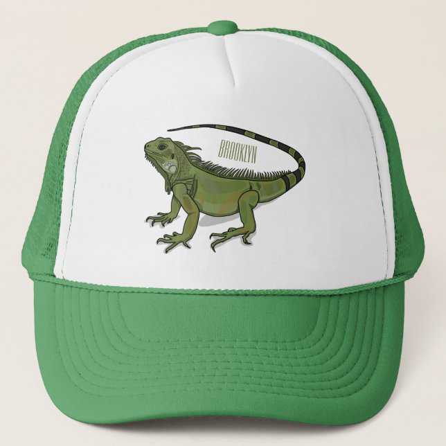 Iguana cartoon illustration  trucker hat (Front)