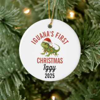 Iguana First Christmas 2025 Ceramic Tree Decoration