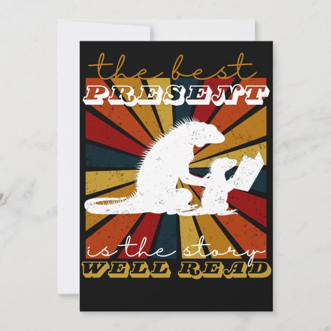 Iguana Graphic Christmas Gift for Book Lovers Invitation (Front)