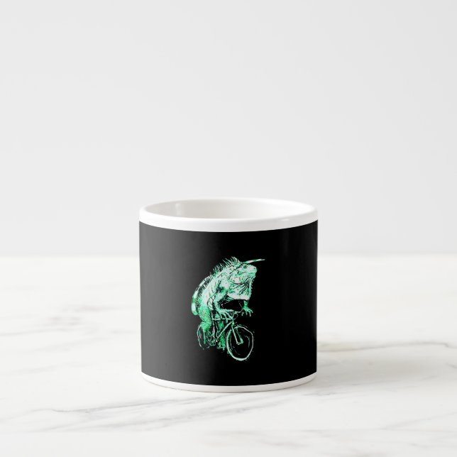 Iguana happiness with bicycle espresso cup (Front)