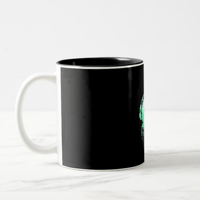 Iguana happiness with bicycle Two-Tone coffee mug (Left)