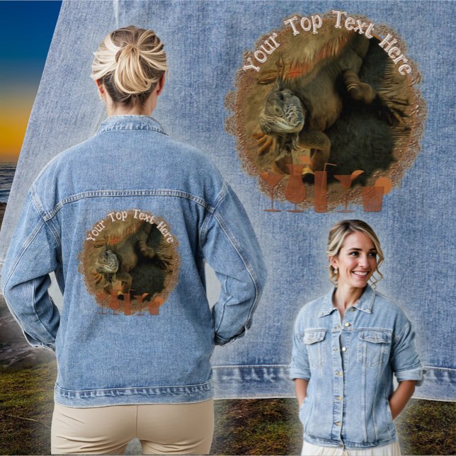 Iguana Happy Hour Cocktails 0768 Denim Jacket (Creator Uploaded)