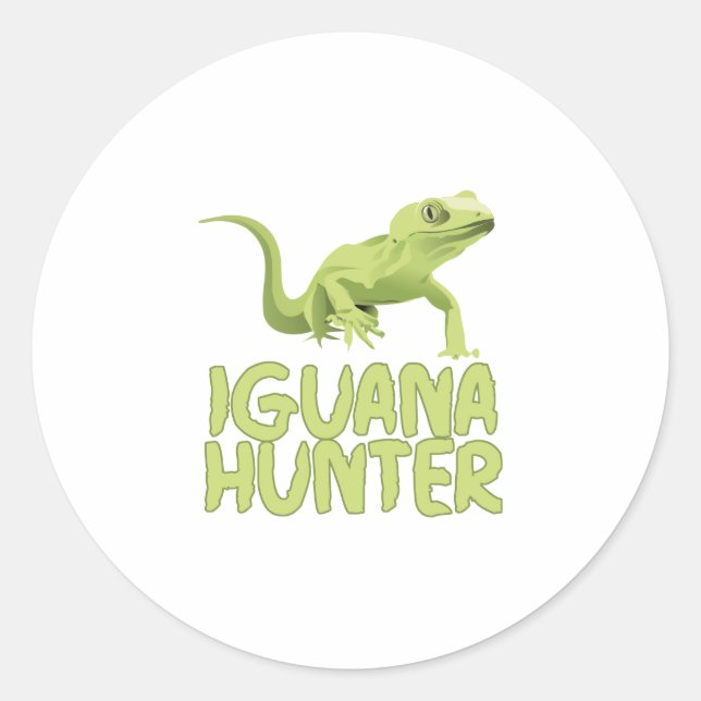 Iguana Hunter Classic Round Sticker (Front)