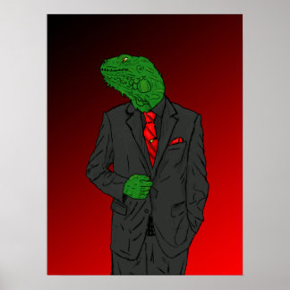 Iguana In a Business Suit Poster