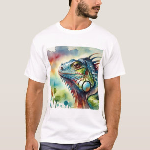 Iguana in the Sunlight 040924AREF129 - Watercolor T-Shirt