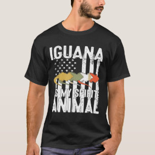 Iguana Is My Spirit Animal Usa Patriotic American  T-Shirt