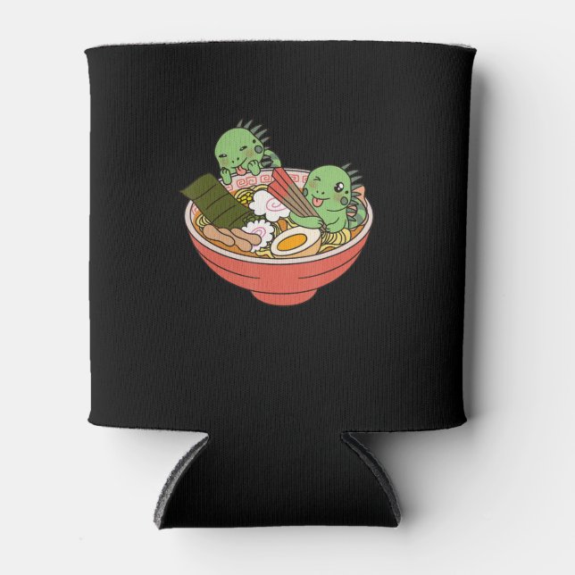 Iguana Kawaii Ramen Funny Pet Gift Can Cooler (Front)