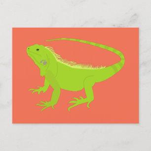 Iguana Lizard Illustration Holiday Postcard