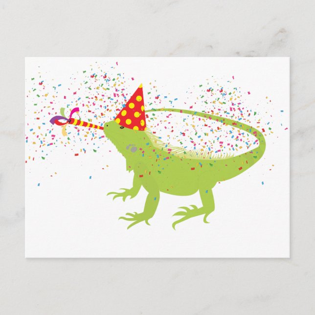 Iguana Lizard Partying Animals Having a Party   Holiday Postcard (Front)