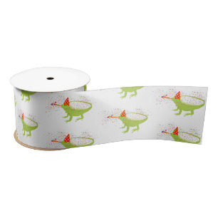 Iguana Lizard Partying Animals Having a Party   Satin Ribbon