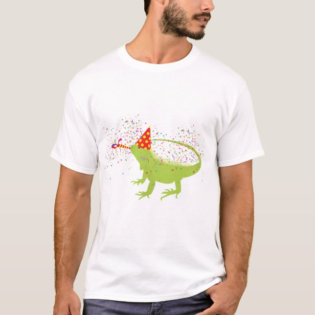 Iguana Lizard Partying Animals Having a Party  T-Shirt (Front)