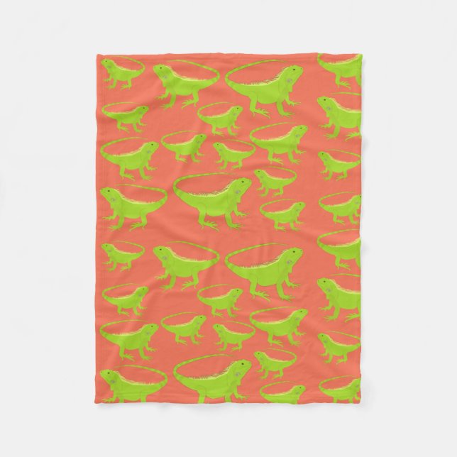 Iguana Lizard Pattern  Fleece Blanket (Front)