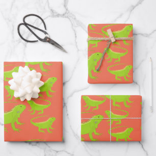 Iguana Lizard Pattern  Wrapping Paper Sheet