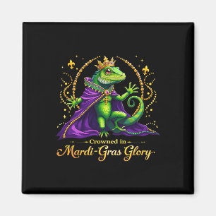 Iguana Mardi Gras 2025 Vibrant Iguana Lover Women  Magnet