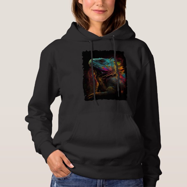 Iguana mountains sunset reptile lizard retro 70s v hoodie (Front)