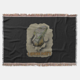 Iguana Party, Funny I Want To Party, Iguana Party Throw Blanket