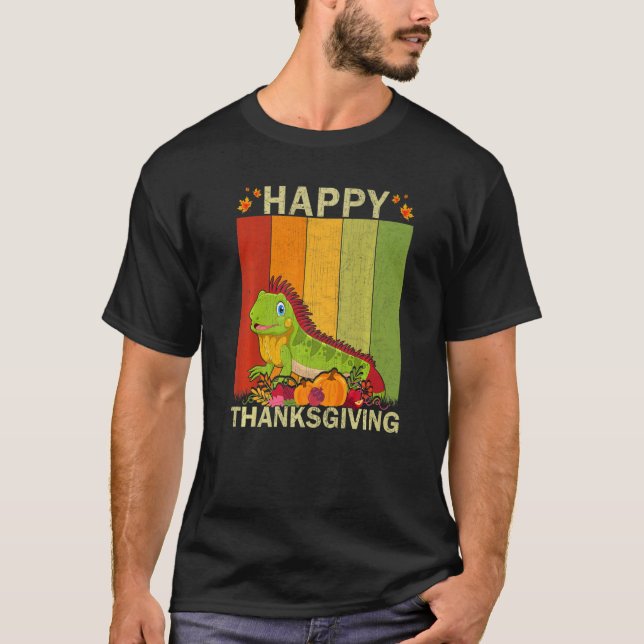 Iguana  Retro Graphic Family Matching Thanksgiving T-Shirt (Front)
