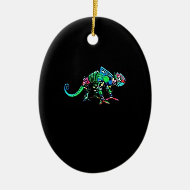 Iguana robot ceramic tree decoration (Front)