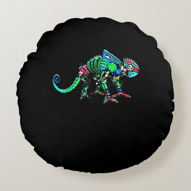 Iguana robot round cushion (Front)