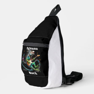 Iguana Rockstar in a Colorful Music Burst Sling Bag