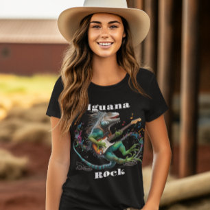 Iguana Rockstar in a Colourful Music Burst T-Shirt