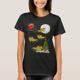 Iguana Santa Sleigh Flying Funny Magical Christmas T-Shirt