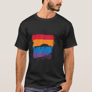 Iguana Shadow Silhouette With Colorful Flag T-Shirt