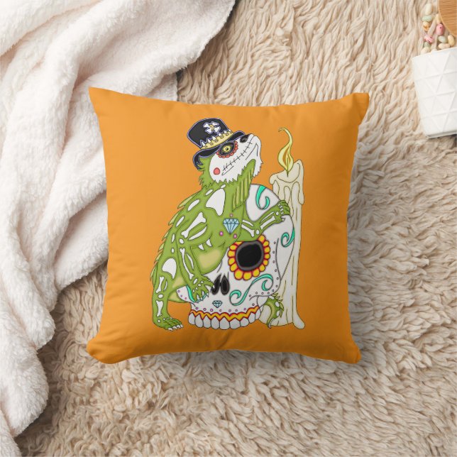 Iguana Sugar Skull Cushion (Blanket)