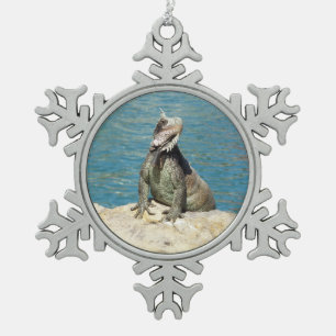 Iguana Tropical Wildlife Photography Snowflake Pewter Christmas Ornament
