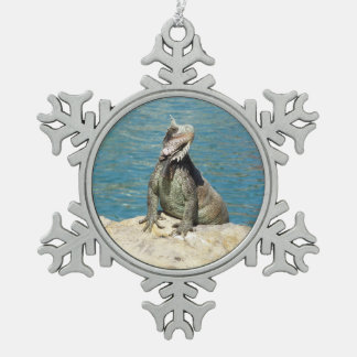 Iguana Tropical Wildlife Photography Snowflake Pewter Christmas Ornament