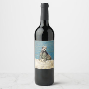 Iguana Tropical Wildlife Photography Wine Label