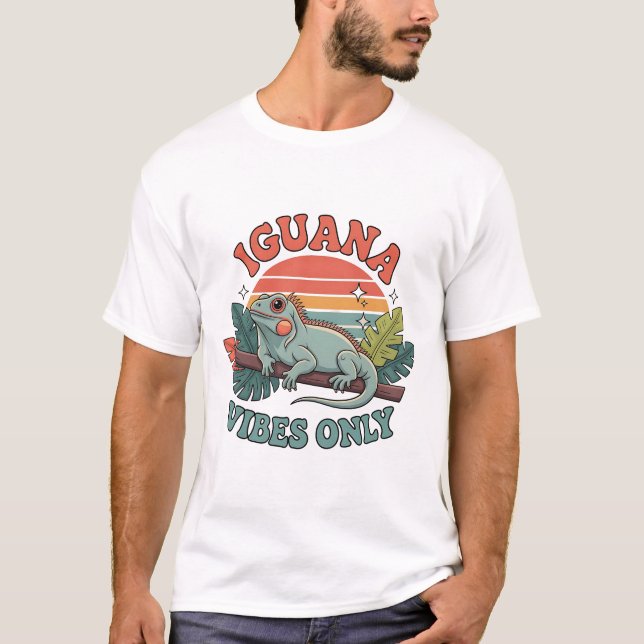 Iguana Vibes Only Cute Retro Iguana Reptile Lover  T-Shirt (Front)
