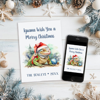 Iguana Wish You a Merry Christmas  Holiday Card