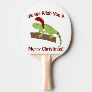 Iguana Wish You A Merry Christmas Ping Pong Paddle