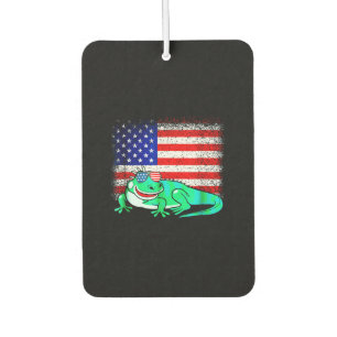 Iguana with America Flag Car Air Freshener
