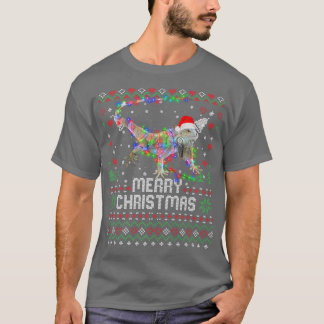 Iguanas Santa Hat Animal Christmas Tree Lights Hol T-Shirt